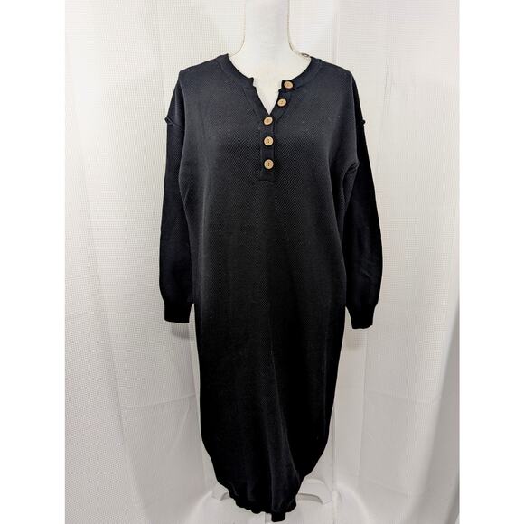 NWT! PRETTY GARDEN! BLACK KNIT COTTON BLEND SHEATH STYLE LONG SLEEVE DRESS! SZ M - Picture 3 of 14